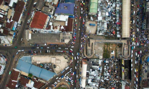 Photo shot from above of Adum, Kumasi, Ghana